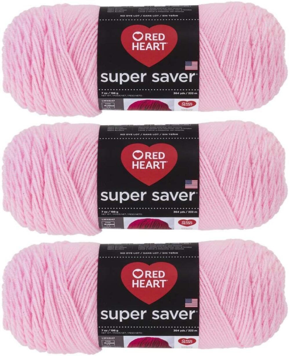Red Heart Super Saver Yarn - Light Pink, 3 Skeins